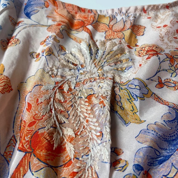 NWOT KARYN SEO HAND EMBROIDERED SILK BLEND MIDI DRESS KIMONO EMPIRE WAIST BOHO - Picture 7 of 15